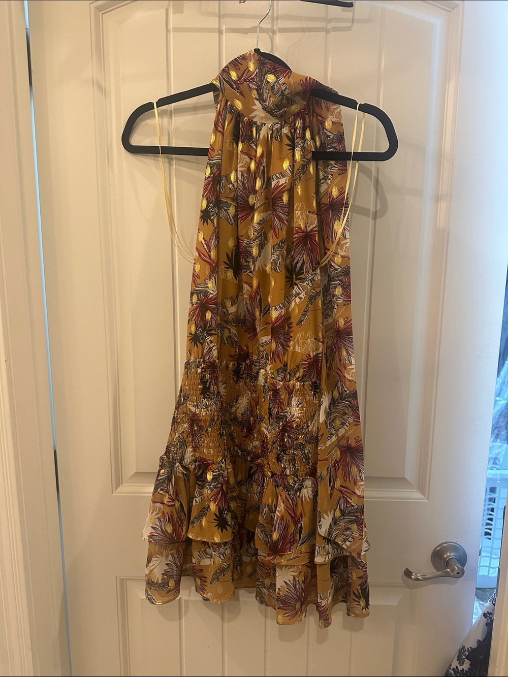 TCEC Mustard Floral Halter Maxi Dress